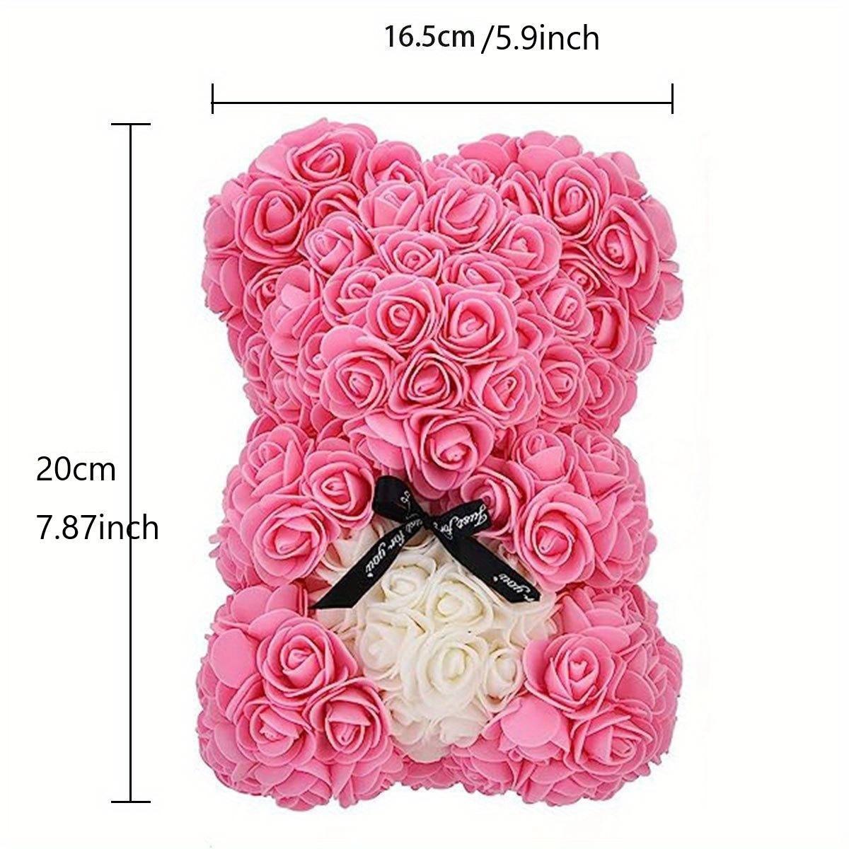 Forever Rose Bear with Black Ribbon Colorblock Gift Box Set for Valentine's Day