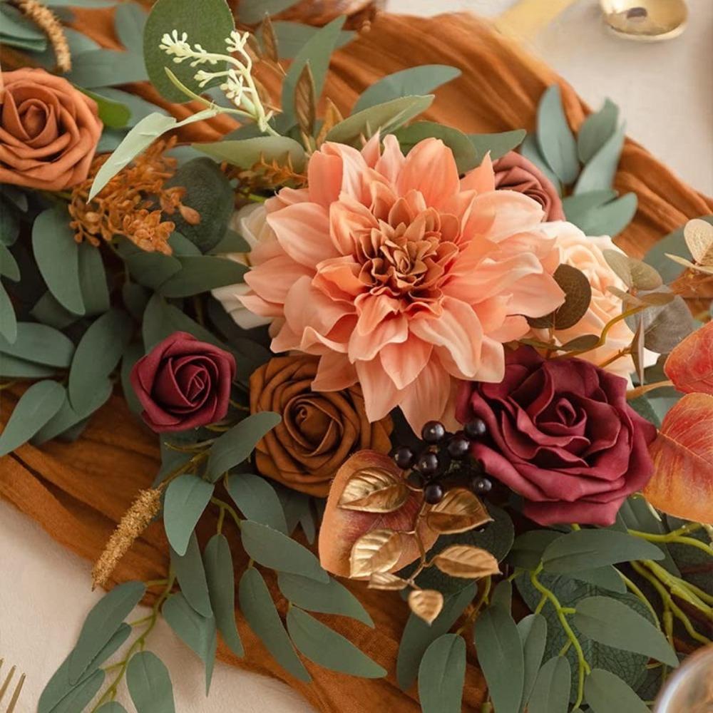 Artificial Floral Sphere Centerpiece | Wedding Table Party Home Display & Ornament in Blue Orange Red White