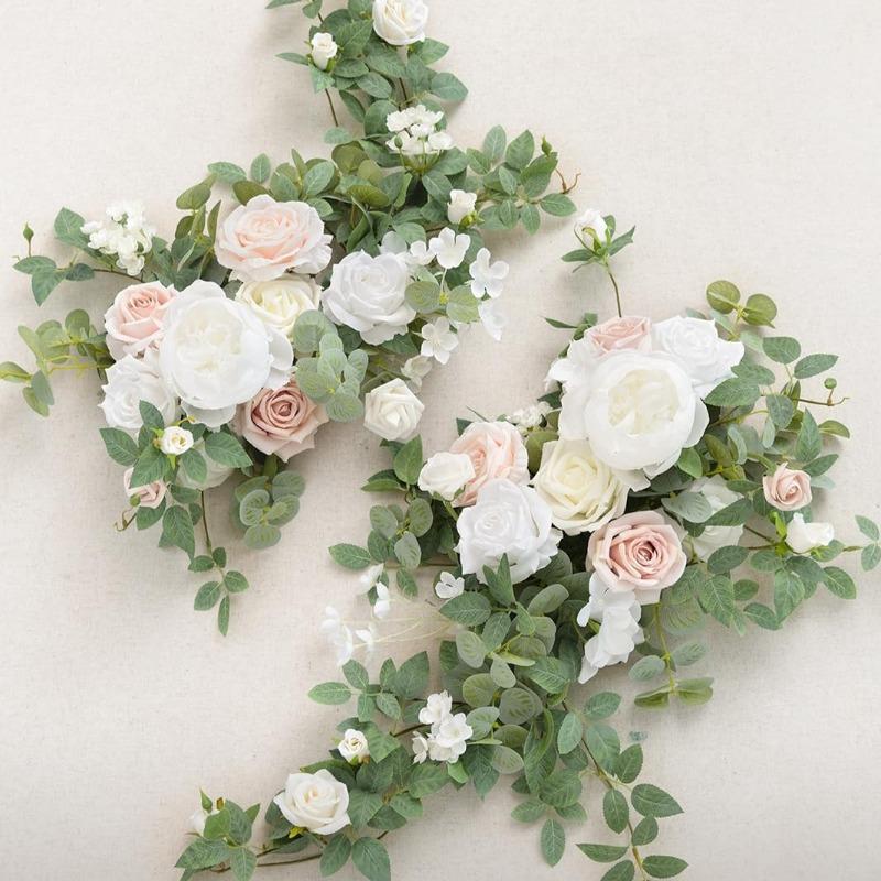Dusty Rose Artificial Flower Garland Swag 2pcs | Wedding Arch Sweetheart Table Backdrop Wall & Home Garden Decor | 14 Styles