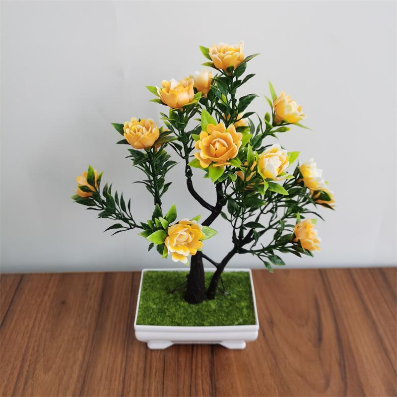 Artificial pine bonsai gift idea – faux welcoming pine plant for home office decor