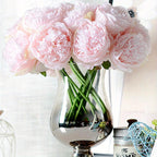 Artificial Peony Flowers | Bridal Bouquet Wedding Table Centerpiece & Home Vase Flowerpot Decor in Dark Pink Red White Light Pink Champagne