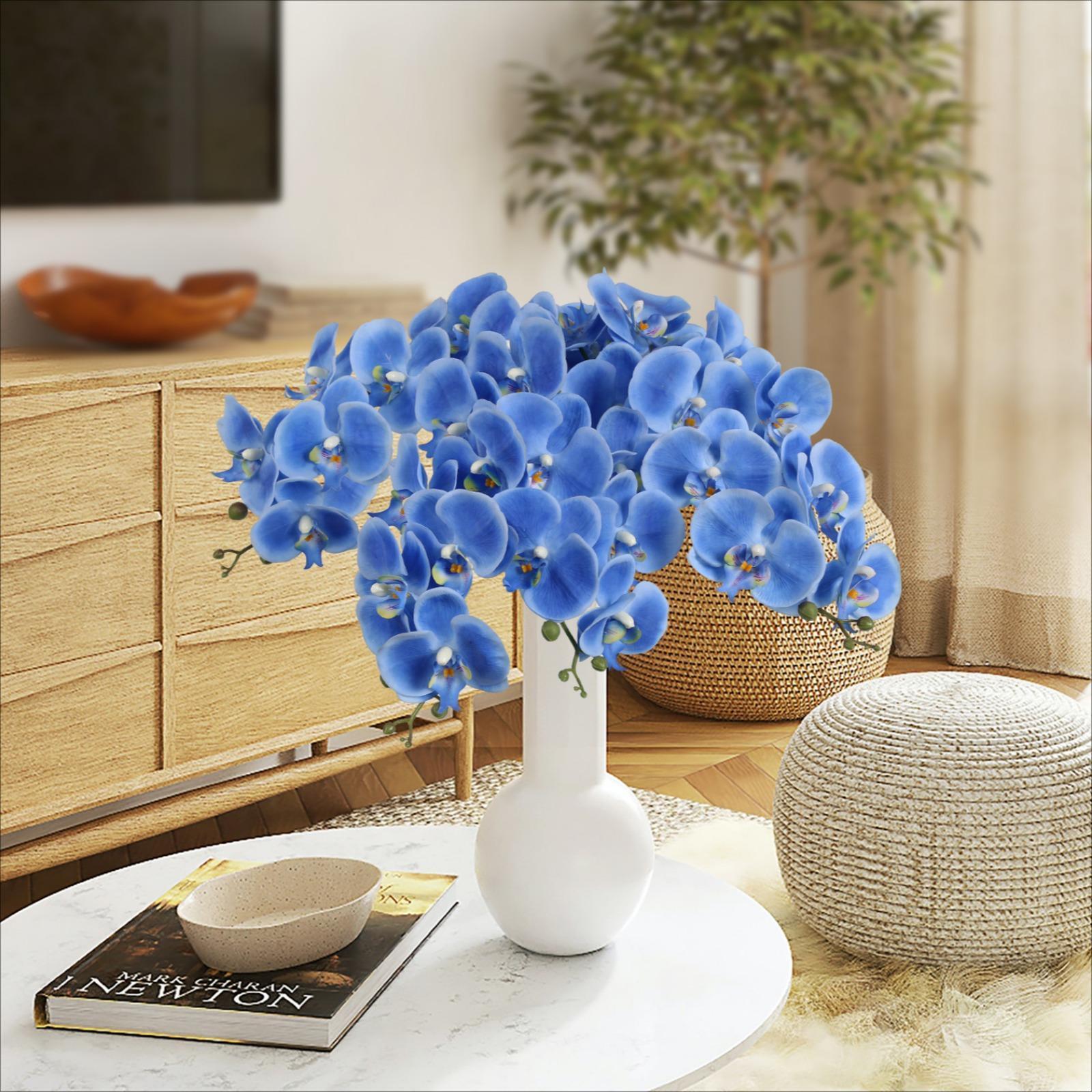 Artificial Phalaenopsis Orchid Stems 4pcs 37.4in | Real Touch Faux Flowers Home Decor Wedding & Party in White Blue Pink Rose Pink Wine Red