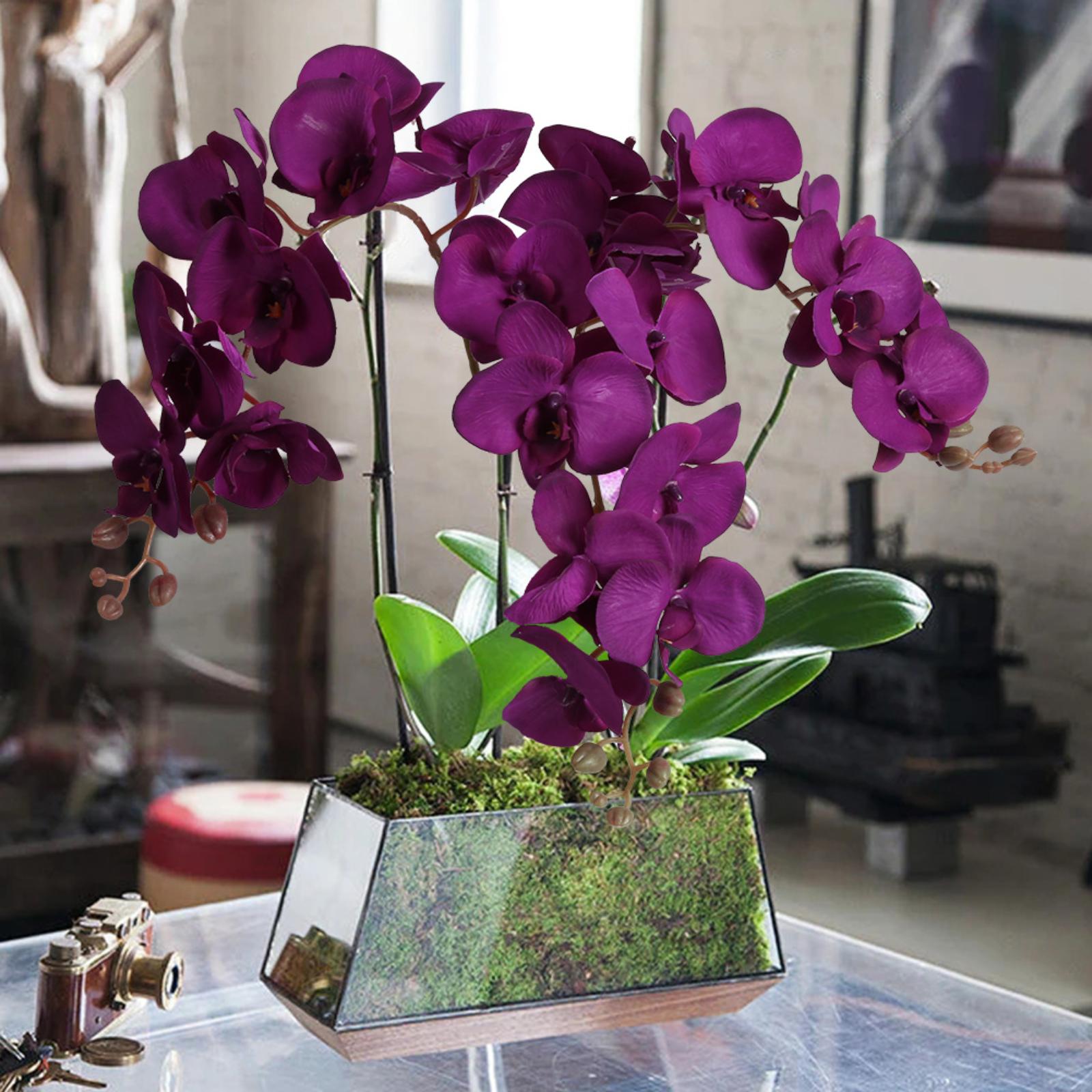 Velvet orchid flowers 6pcs 38 inch long stem styled for tall vase wedding by IPOPU
