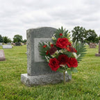 Cemetery Flowers for Grave, Outdoor Lily Chrysanthemum Hydrangea Rose Artificial Flowers Grave Flowers with Cemetery Vase, Lasting and Non-Bleed Colors