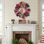 17.7" patriotic wreath for front door arranged for 4th of july memorial by IPOPU
