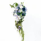 Blue Cascading Blue Rose Bridal Bouquet for waterfall shape by IPOPU