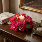 Floral Candle Wreath Rings | Artificial Bougainvillea Candle Rings for Wedding Table Centerpiece Home Decor