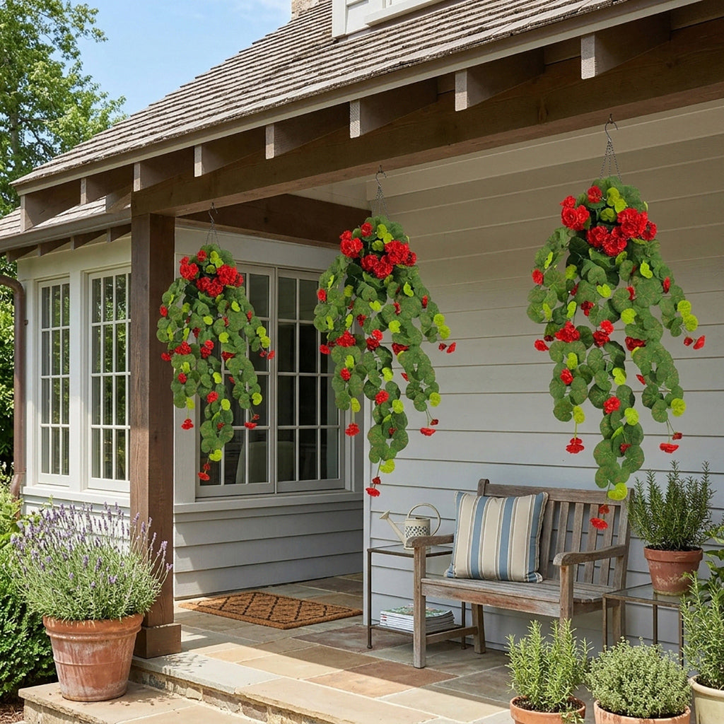 Morning glory hanging flower vine arranged for faux cascading plant by IPOPU