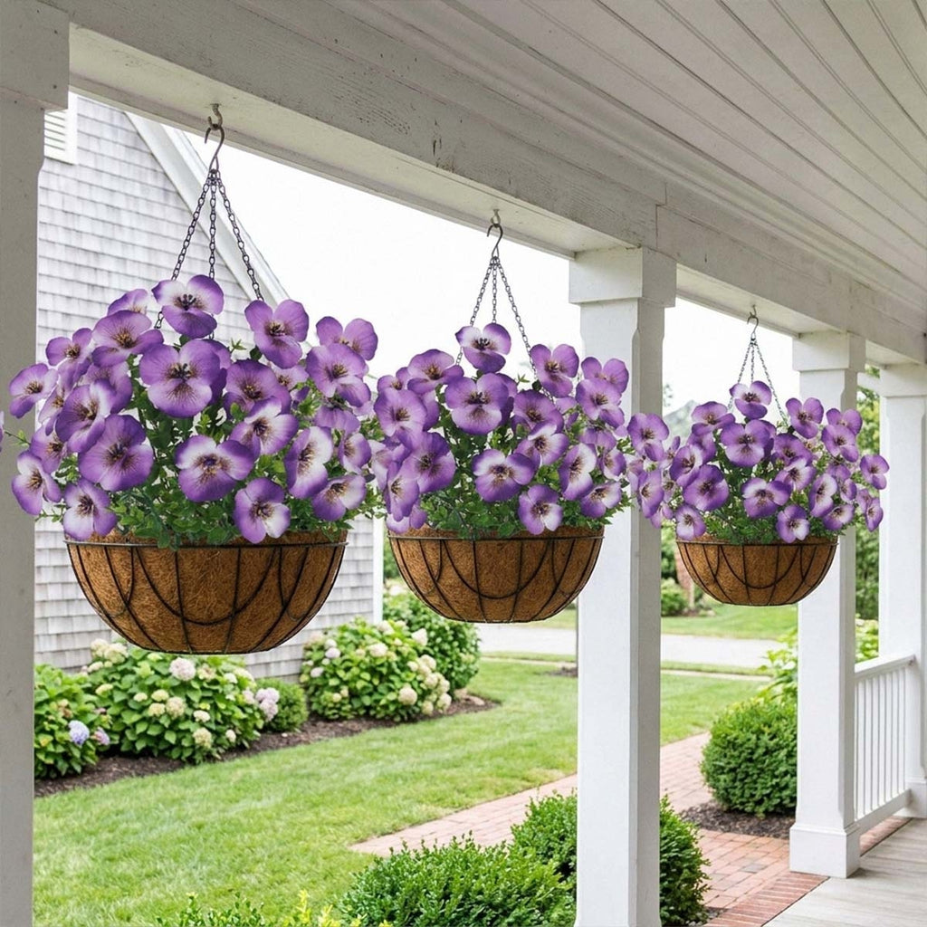 Artificial Pansy Flowers Outdoor Spring Flowers Pansies Wildflower UV Resistant Plants Faux Impatiens for Window Box Wedding Party Outside Garden Porch Decor