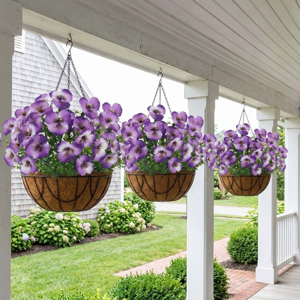 Artificial Pansy Flowers Outdoor Spring Flowers Pansies Wildflower UV Resistant Plants Faux Impatiens for Window Box Wedding Party Outside Garden Porch Decor