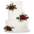 Cake Topper Flowers Set | 3PCS Faux Floral Cake Decorations for Wedding Birthday Baby Shower Anniversary