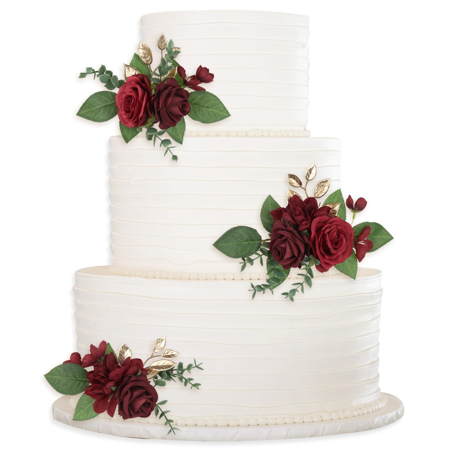 Cake Topper Flowers Set | 3PCS Faux Floral Cake Decorations for Wedding Birthday Baby Shower Anniversary