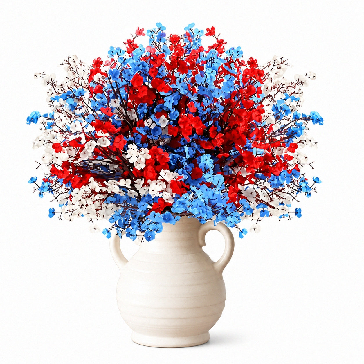 White artificial gypsophila cherry blossom faux flower branch for  Independence Day decor
