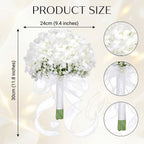 White Hydrangea Wedding Bridal Bouquet, Bridesmaid Bouquet Artificial Wedding Hydrangea Bouquet, Fake Flowers for Home Indoor Outdoor DIY Floral Wedding Flower Bouquets Kitchen Table Centerpiece Decor