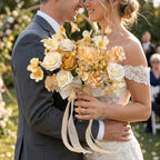 Champagne and blush artificial flower bouquet for bridal party and home decor
