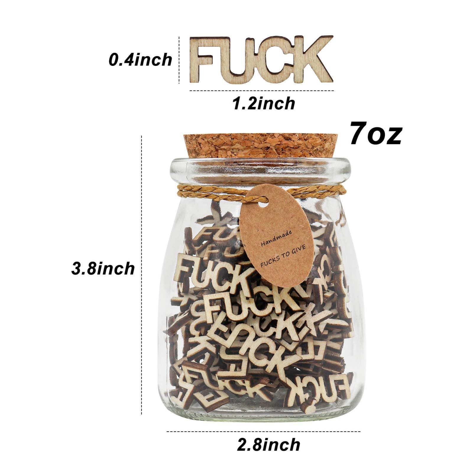 Jar of f*cks funny gag gift wooden cutout letters glass jar birthday Christmas office party