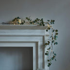 Battery operated lighted olive garland style A with fairy lights for Christmas fireplace mantle and indoor outdoor decor
