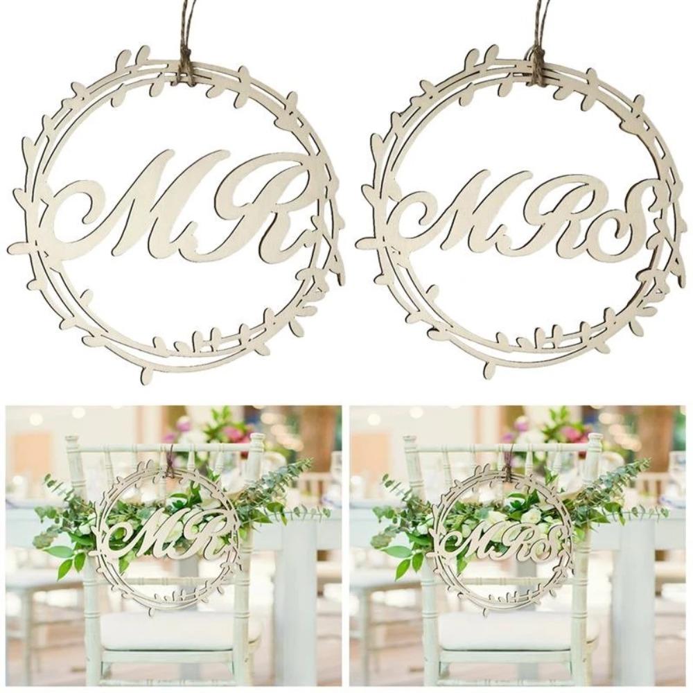 Mr and Mrs rustic wooden hanging chair signs for wedding photo props and decor
