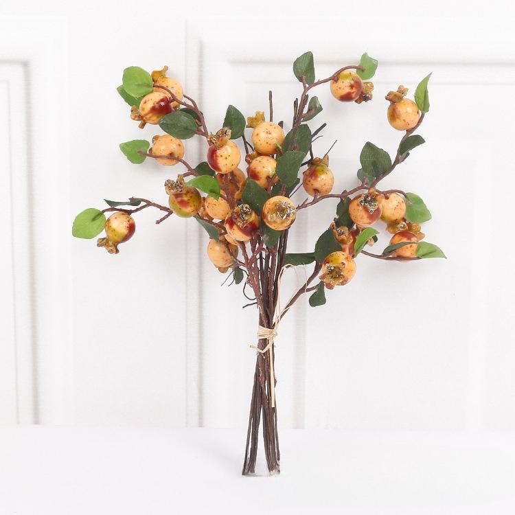 Artificial rosehip berries simulation pomegranate faux fruit stem for wreath centerpiece home decor