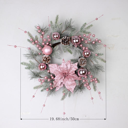 Artificial Christmas wreath front door style A pine cone bow ball ornament indoor outdoor decor