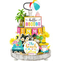 Hello Summer Hawaii farmhouse beach gnome wood sign for kitchen shelf tiered tray and home decor
