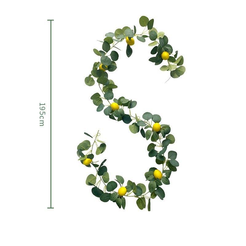 Faux greenery garland with lemons and green leaves style A for front door wall party table decor