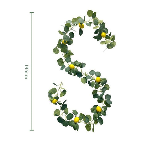 Faux greenery garland with lemons and green leaves style A for front door wall party table decor