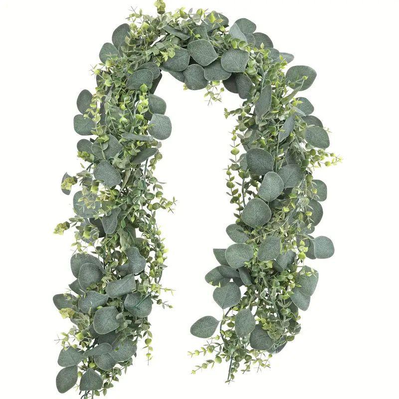Artificial eucalyptus willow rattan wall hanging set of 2 for wedding and home decor
