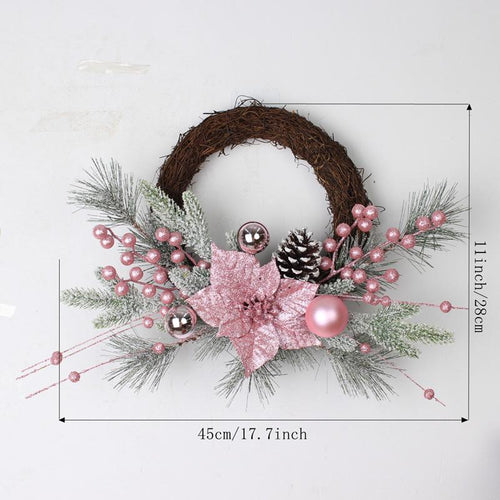 Artificial Christmas wreath front door style B pine cone bow ball ornament indoor outdoor decor