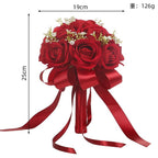 Mock rose bridal bouquet style B hand-held artificial flowers for wedding and church ceremony

