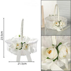 Elegant Wedding Flower Basket with Bowknot Design | Lightweight Handheld Petal Basket for Wedding Banquet & Party in Style A B