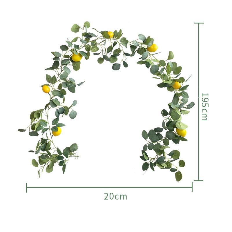 Faux greenery garland with lemons and green leaves style A for front door wall party table decor
