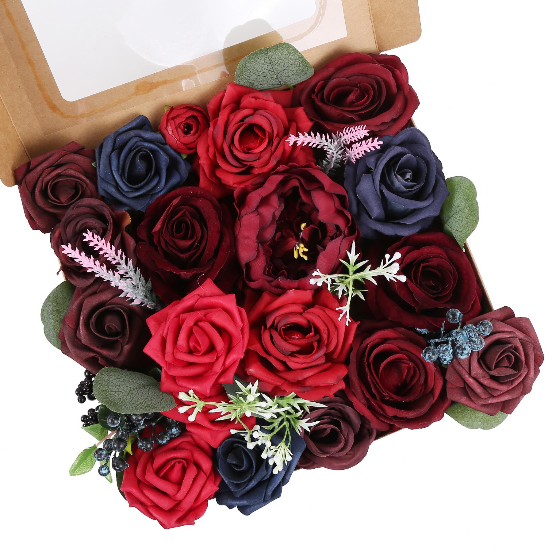 Berry artificial rose heads bulk for wedding centerpiece bouquet home decor DIY