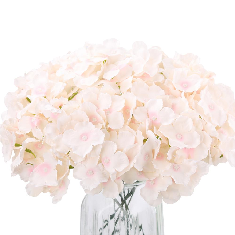Champagne real touch faux hydrangea flowers 10pcs with stems for wedding home decor