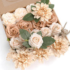 Gradient color artificial flowers combo box set E with stems for DIY wedding bouquet centerpiece home decor