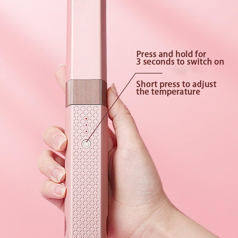 Hair Straightening Comb Curling Iron, Mini Dual-Purpose Curling Iron, Portable Rechargeable USB Cordless Hair Straighteners Curler for Home Travel