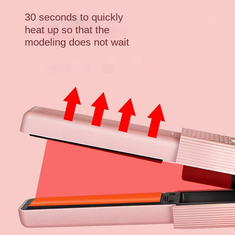 Hair Straightening Comb Curling Iron, Mini Dual-Purpose Curling Iron, Portable Rechargeable USB Cordless Hair Straighteners Curler for Home Travel