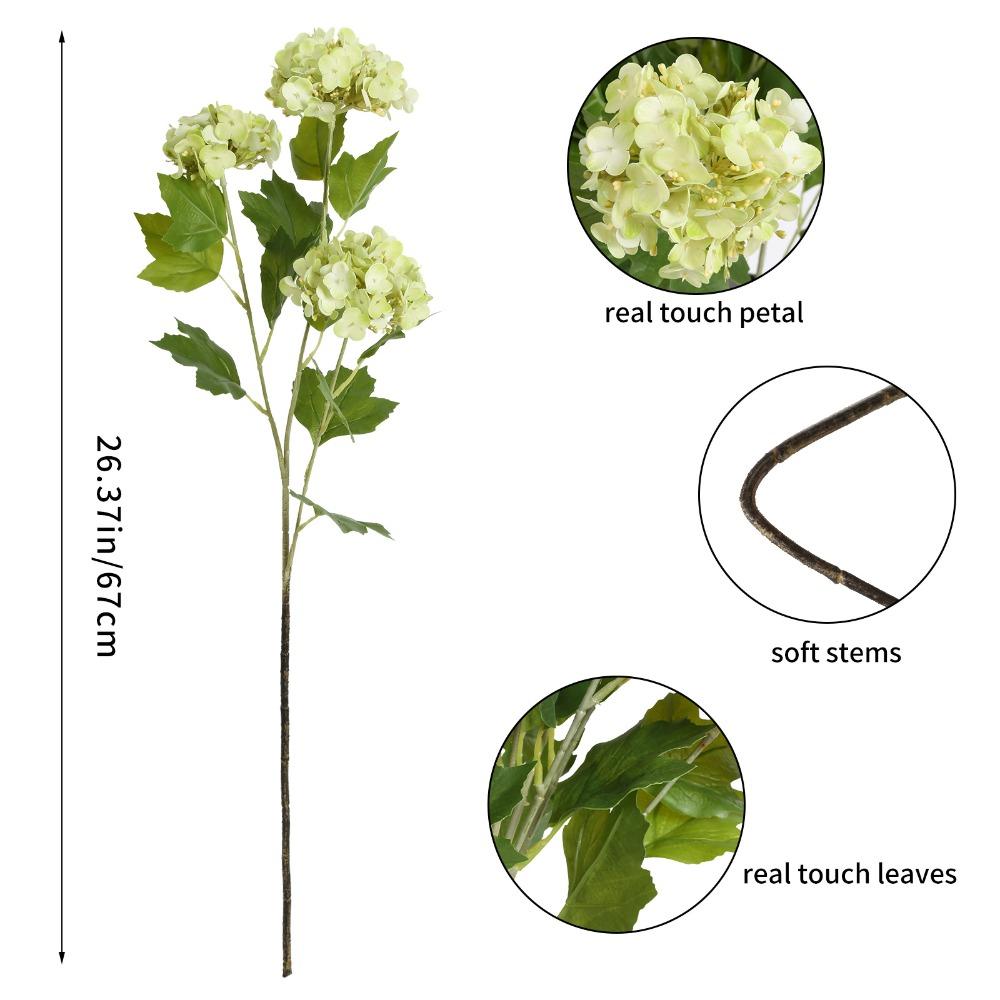Green faux hydrangea blooms 5pcs artificial flowers for home office wedding party decor