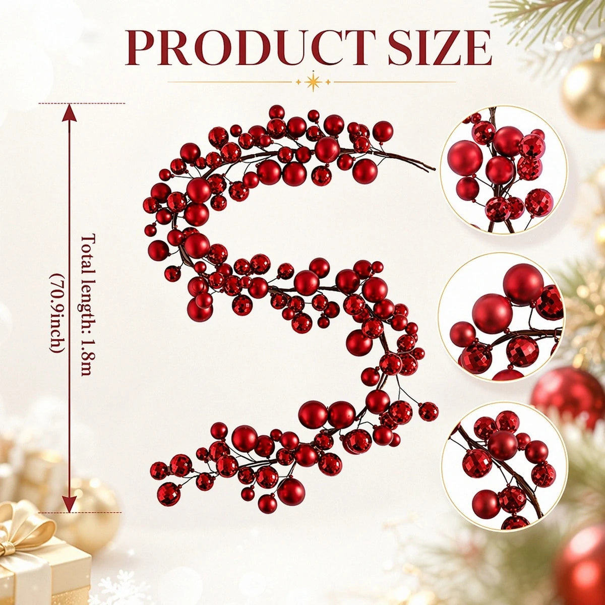 5.9FT Christmas Pearl Berry Garland