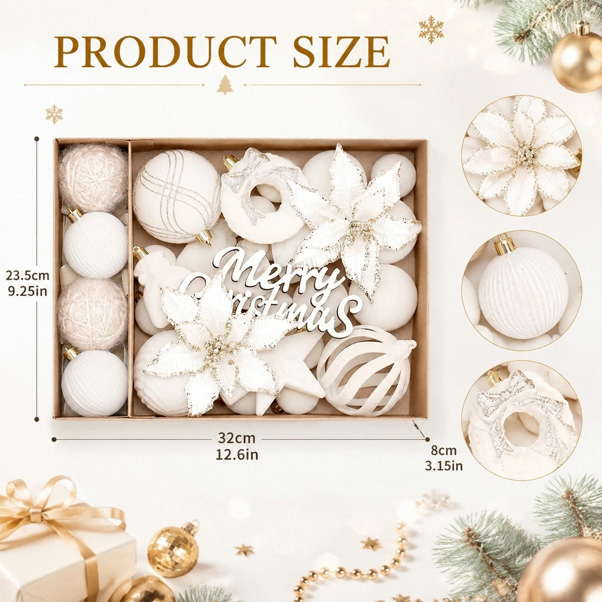 38-Piece Velvet Christmas Ornament Set Collection