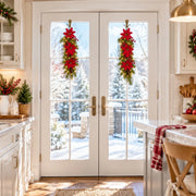 2-Piece Pre-Lit Poinsettia Christmas Teardrop Swag