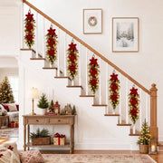 2-Piece Pre-Lit Poinsettia Christmas Teardrop Swag