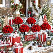 5-Piece Red Poinsettia Christmas Plant Stakes