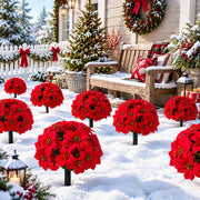 5-Piece Red Poinsettia Christmas Plant Stakes