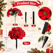5-Piece Red Poinsettia Christmas Plant Stakes