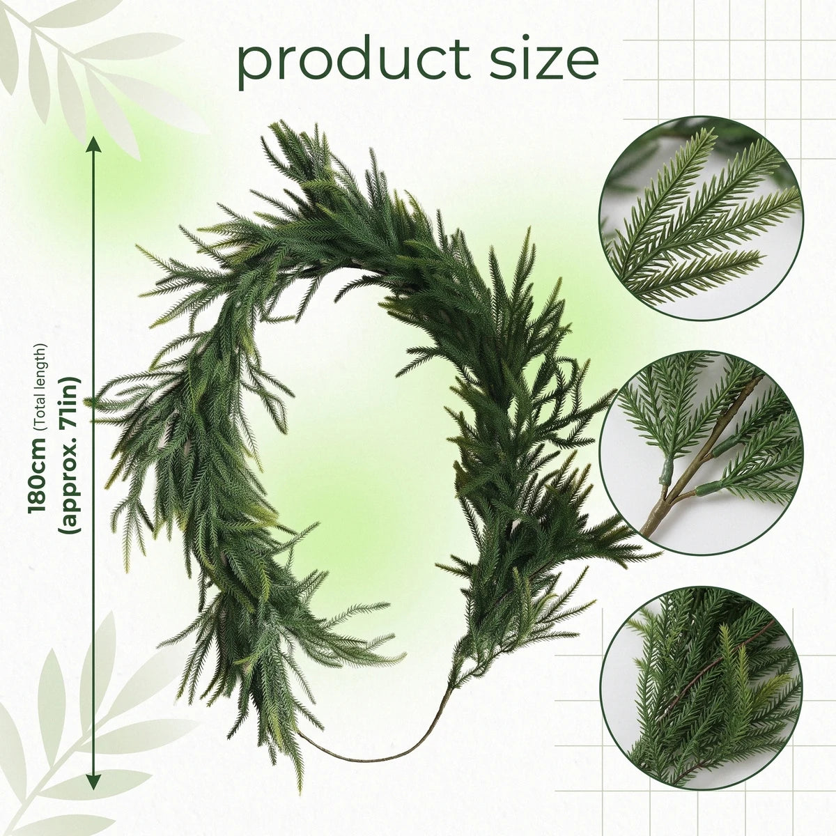 5.9FT Real-Touch Norfolk Pine Christmas Garland