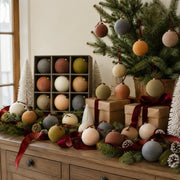 9-Piece Neutral Velvet Christmas Ball Ornament Set