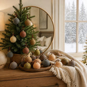 9-Piece Neutral Velvet Christmas Ball Ornament Set