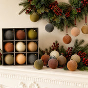 9-Piece Neutral Velvet Christmas Ball Ornament Set