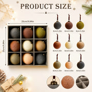 9-Piece Neutral Velvet Christmas Ball Ornament Set